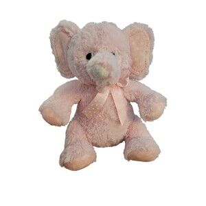 Aurora World Baby Pink Elephant Plush Stuffed Animal White Polka Dots Feet 10"